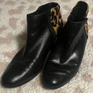 Apri Italian leather booties with leopard detail